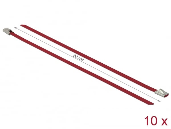 DeLOCK 18777 buntband Stål Röd 10 styck
