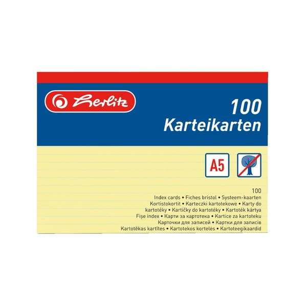 Miniatyrbillede 2 af 4: Herlitz 1150515 indekseringskort Gul 1 stk