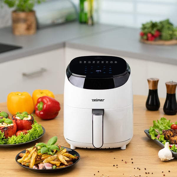 Zelmer ZAF3551W frituregryde Enkelt 3,5 L Enkeltstående 1200 W Lavfedt steger Sort, Hvid