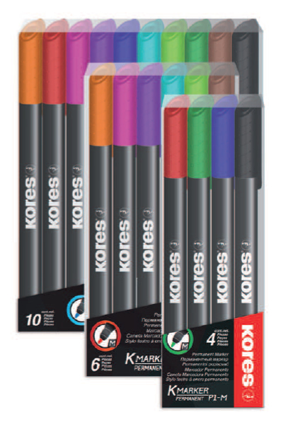 Kores M22141 markeringspennor Rundad spets Svart, Blå, Brun, Grön, Ljusblå, Ljusgrön, Orange, Rosa, Röd, Violett 10 styck