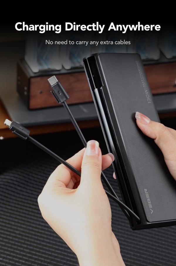 VEGER TC130 basstationer Litium-Ion (Li-Ion) 25000 mAh Svart