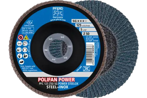 Miniatyrbild 1 av 4: PFERD POLIFAN flap discs zirconia alumina Z SG POWER STEELOX 10 styck