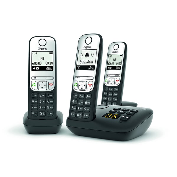 Gigaset A690A Trio Analog/DECT-telefon Nummervisning Sort