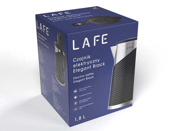 Miniatyrbillede 3 af 9: Lafe LAFCZA47468 elkedel 1,8 L 1800 W Sort, Rustfrit stål