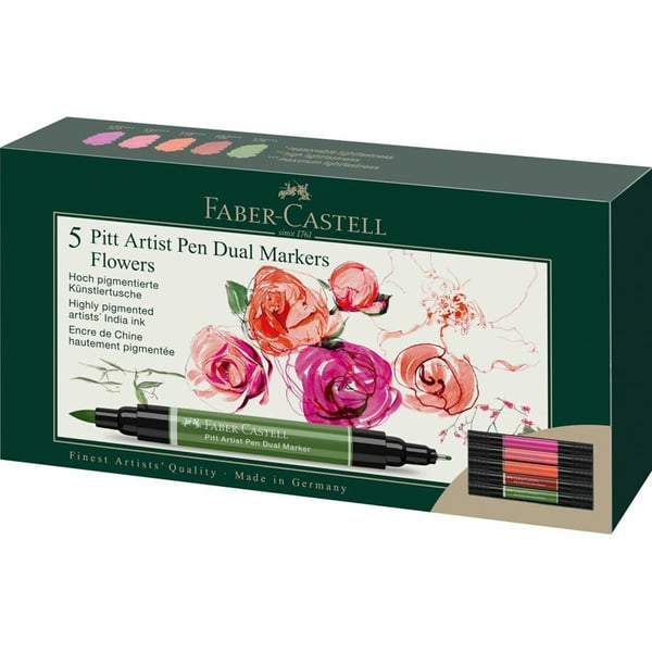 Faber-Castell Pitt Artist Pen Dual Marker speedmarker 5 stk Pensel/Fin spids Brun, Grøn, Magenta, Orange, Lyserød Faber-Castell Pitt Artist Pen Dual Marker speedmarker 5 stk Pensel/Fin spids Brun, Grøn, Magenta, Orange, Lyserød
