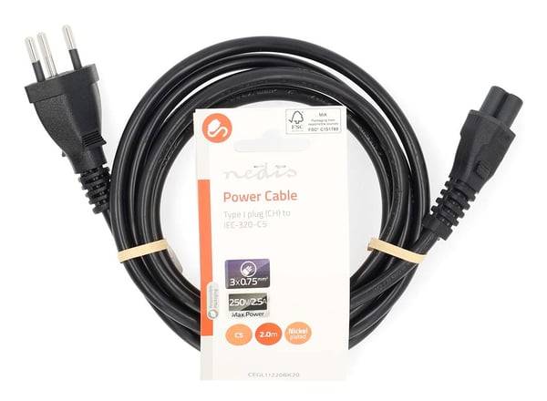 Nedis CEGL11220BK20 strömkablar Svart 2 m IEC 320
