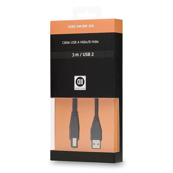 Miniatyrbillede 2 af 2: D2 Diffusion D2USBAB300 USB-kabel USB 2.0 3 m USB A USB B 0,48 Gbit/sek. Sort