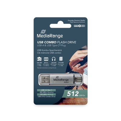 Miniatyrbillede 4 af 4: MediaRange MR940-1 USB-nøgle 512 GB USB Type-A / USB Type-C 3.2 Gen 1 (3.1 Gen 1) Sølv