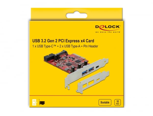 Miniatyrbild 3 av 4: DeLOCK 90492 nätverkskort/adapters Intern USB 3.2 Gen 1 (3.1 Gen 1), USB 3.2 Gen 2 (3.1 Gen 2)
