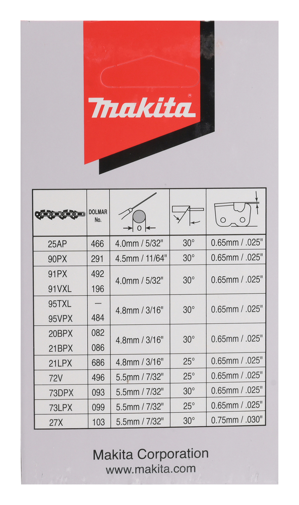 Pikkukuva 3 / 3: Makita 73LPX sahan vaihtoketju Full chisel 76,2 / 8 mm (3 / 8")