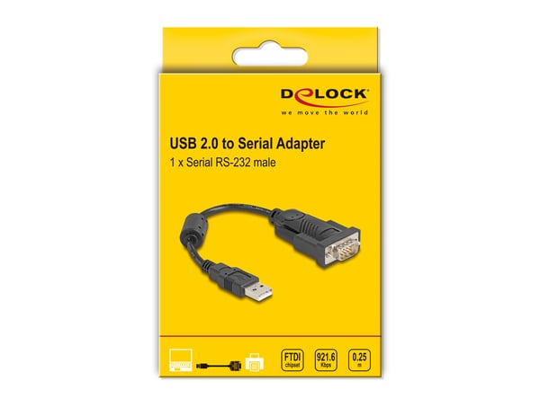 DeLOCK 61549 sarjakaapeli Musta 0,25 m USB A-tyyppi RS-232