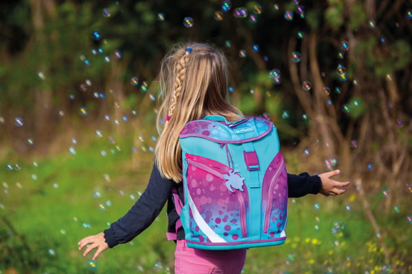 Herlitz SoftLight Plus GreenLine Pink Bubbles skoletaskesæt Pige Polyester Blå, Lyserød