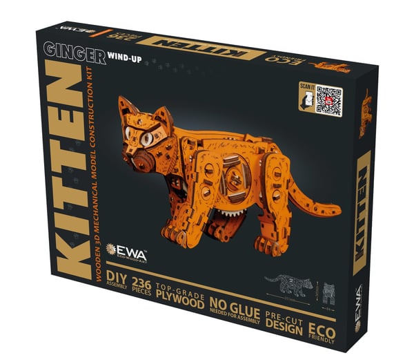 Miniatyrbild 10 av 12: Eco Wood Art Ginger Kitten 3D-pussel Djur