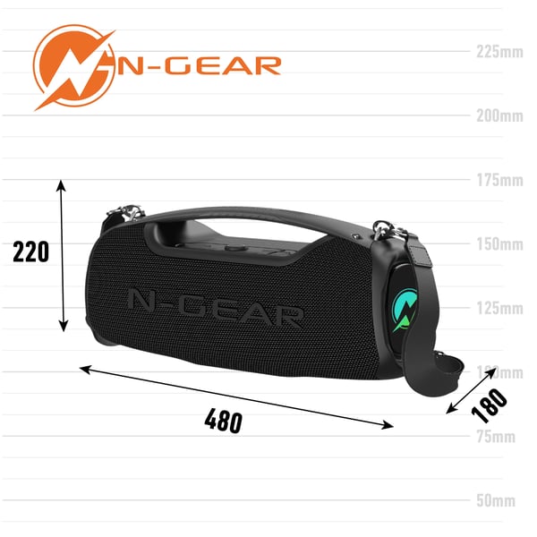 N-GEAR NRG500 Kannettava ja juhlakaiutin Musta 30 W
