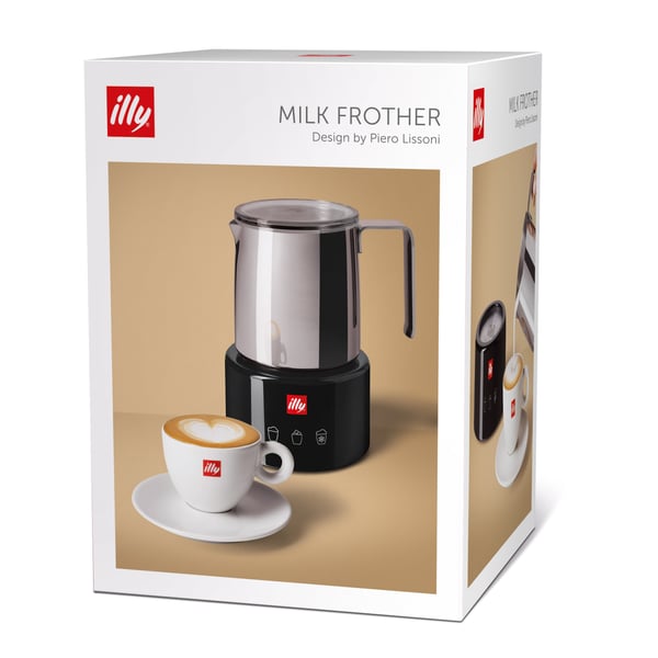 Illy 23760 mjölkskummare och mjölkvärmare Svart, Rostfritt stål