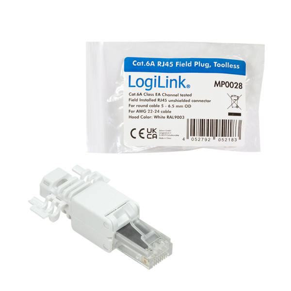 LogiLink MP0028 kabelkontakter RJ-45 Transparent, Vit