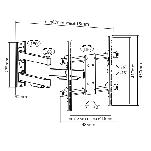 Munari Kairos Home SP754 tv-beslag 165,1 cm (65") Sort