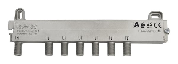 Miniatyrbillede 1 af 5: Televes 519506 kabelsplitter eller -samler Kabelfordeler Rustfrit stål