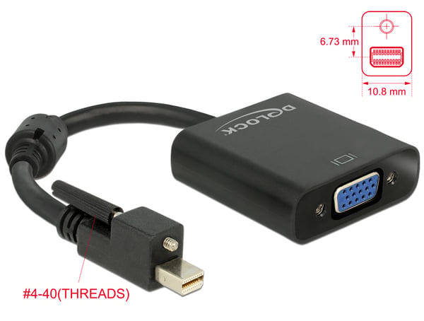 Miniatyrbillede 1 af 2: DeLOCK 62641 videokabel adapter 0,25 m Mini DisplayPort VGA (D-Sub) Sort