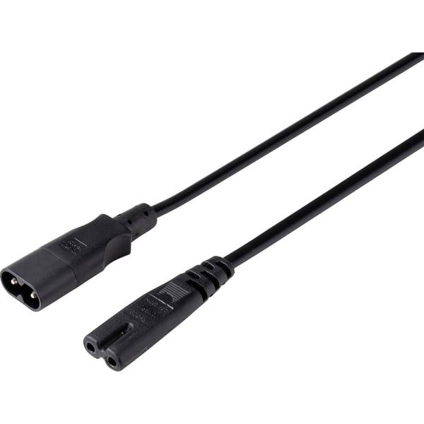 Conrad SY-5043436 Strom Verlängerungskabel Schwarz 2.00 m stikdåse 2 m 1 AC stikkontakt(er) Indendørs Sort