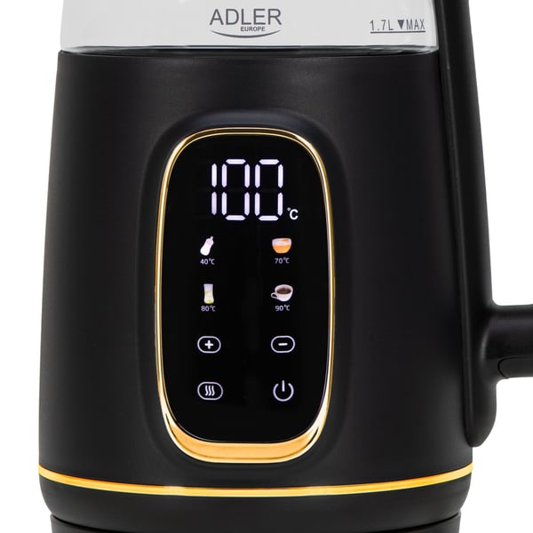Adler D 1305 BG elkedel 1,7 L 2200 W Sort, Transparent, Guld