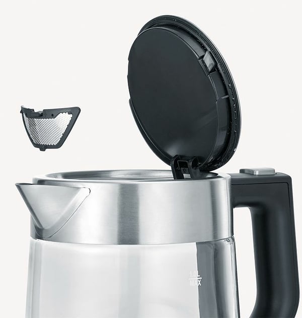Severin WK 3468 vedenkeitin 1 L 2200 W Musta, Ruostumaton teräs, Läpinäkyvä