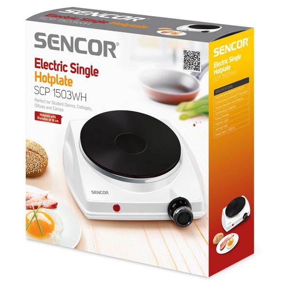 Sencor SCP 1503WH spishällar Vit Bänkdiskmaskin 24 cm Gjutjärnsplatta 1 zone(s)