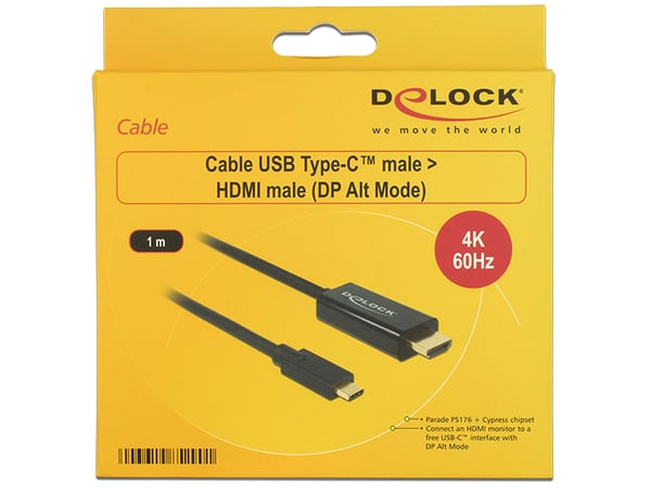 DeLOCK 85290 videokabeladapter 1 m USB Type-C HDMI Svart
