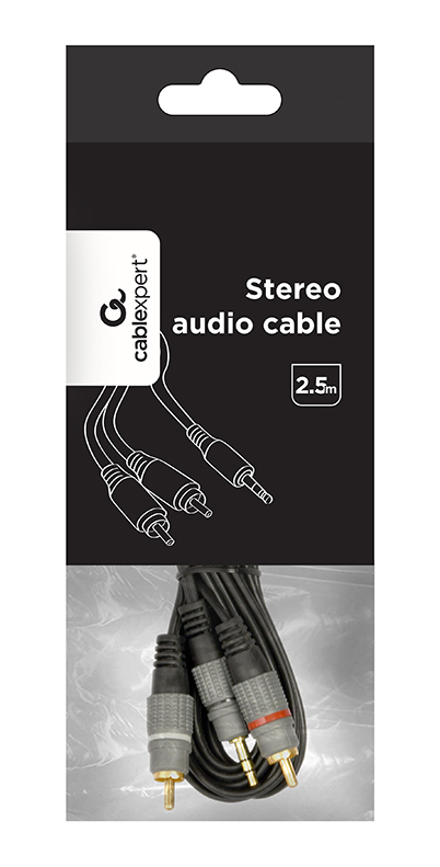 Gembird CCA-352-2.5M lydkabel 2,5 m 2 x RCA 3.5mm Sort