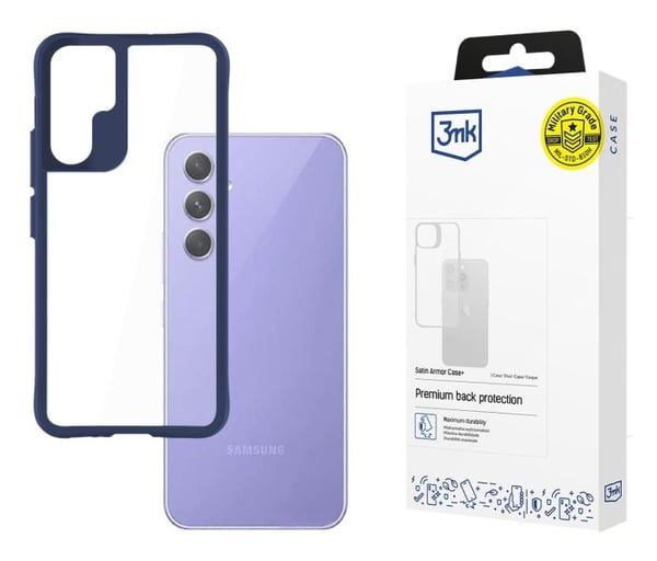 3MK Satin Armor Case+ Blue pro Samsung Galaxy A54 5G mobiltelefon etui 16,3 cm (6.4") Cover Blå, Transparent