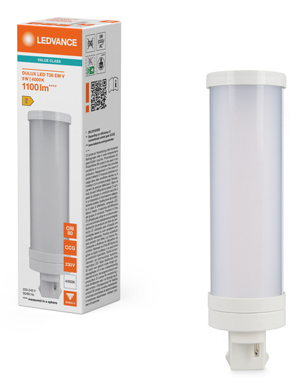 Osram DULUX LED T EM & AC MAINS VALUE LED-lamppu Viileä valkoinen 4000 K 9 W GX24d-3 E