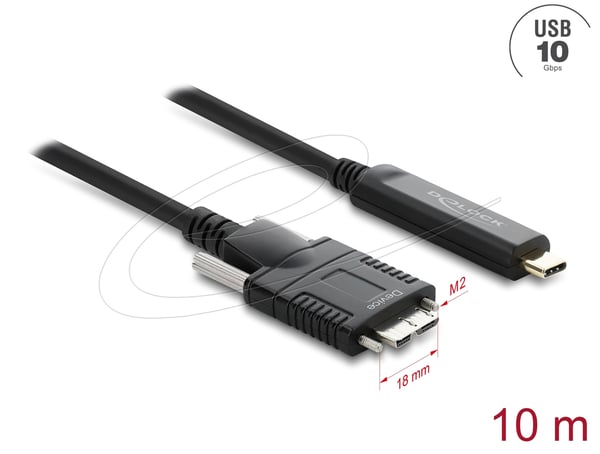 DeLOCK 83632 USB-kabel USB 2.0 10 m USB C Micro-USB B 10 Gbit/sek. Sort