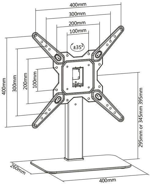 myWall HP2HL 139,7 cm (55") Skrivebord Sort