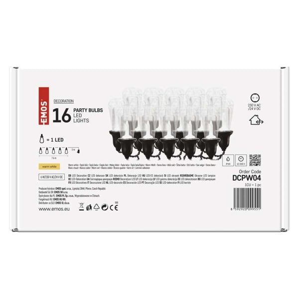 Emos DCPW04 sarjavalo 7,6 m 16 lamppua LED