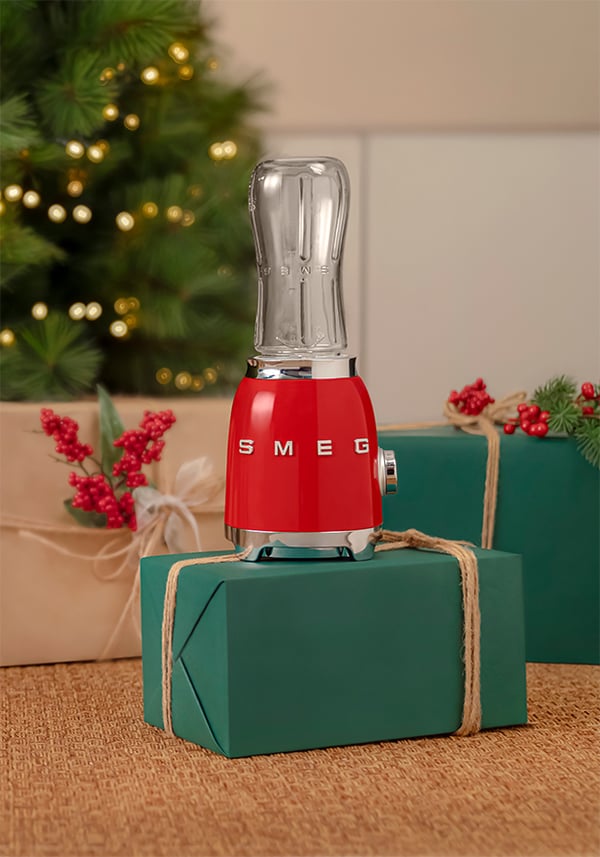 Smeg PBF01RDEU miniblender, 300 W, 2 programmer, 22000 RPM, dobbeltblad i rustfrit stål, rød