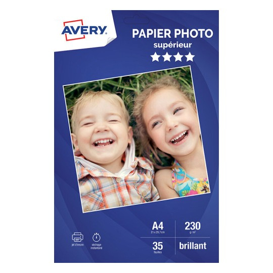 Avery 2497-35 fotopapper A4 Vit Glansigt