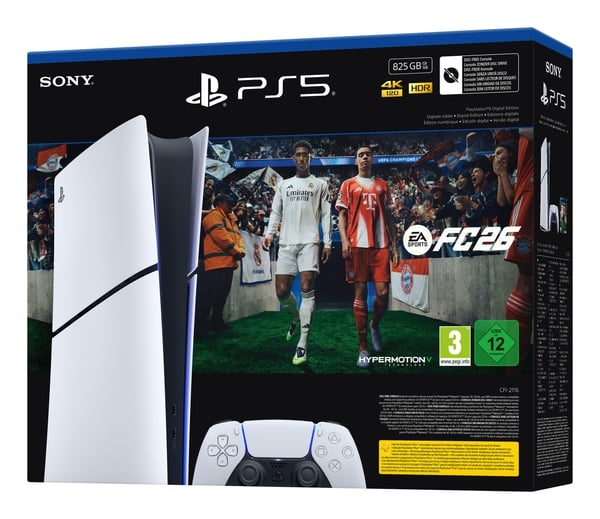 Pikkukuva 3 / 4: Sony PlayStation 5 Digital + EA Sports FC 26 Bundle 825 GB Wi-Fi Musta, Valkoinen