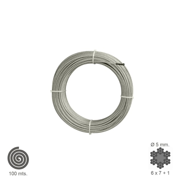 Wolfpack Cable Galvanizado 5 mm. (Rollo 100 Metros) No Elevacion