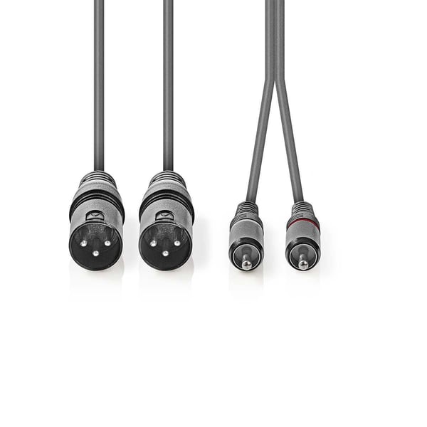 Nedis COTH15210GY30 ljudkabel 3 m 2 x XLR (3-pin) 2 x RCA Grå