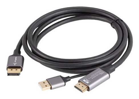 Lanberg CA-HDDP-20CU-0018-BK videokabel adapter 1,8 m DisplayPort HDMI + USB Sort, Sølv