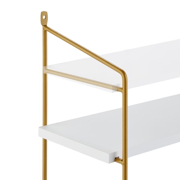 Relaxdays 10044750 Flydende hylde Vægmonteret MDF, Polyvinylchlorid (PVC) Guld, Hvid