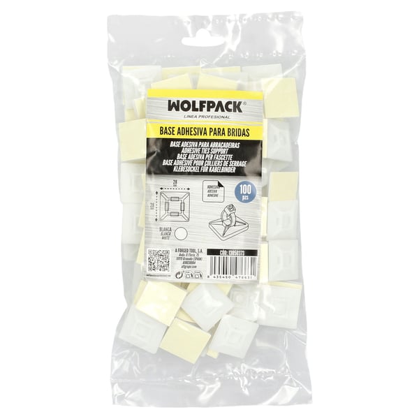 Pikkukuva 2 / 5: Wolfpack Base Adhesiva Para Bridas 28x28 mm. Blanca Bolsa 100 Unidades