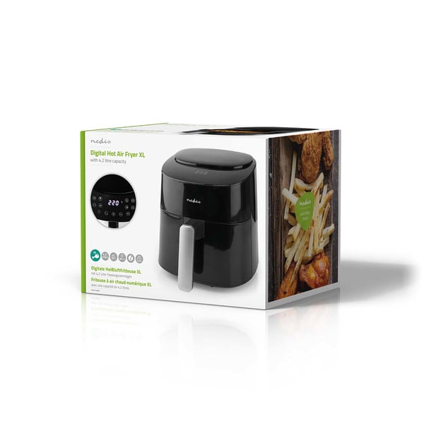 Nedis KAAF160BK frituregryde Enkelt 4,2 L Enkeltstående 1300 W Varmluftsteger Sort