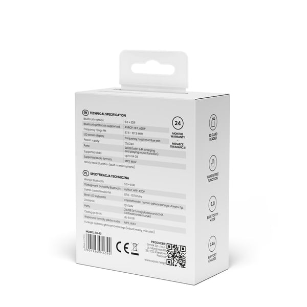 Miniatyrbillede 5 af 10: Savio TR-10 FM-sender 87 - 108 MHz Bluetooth/USB Sort, Rød