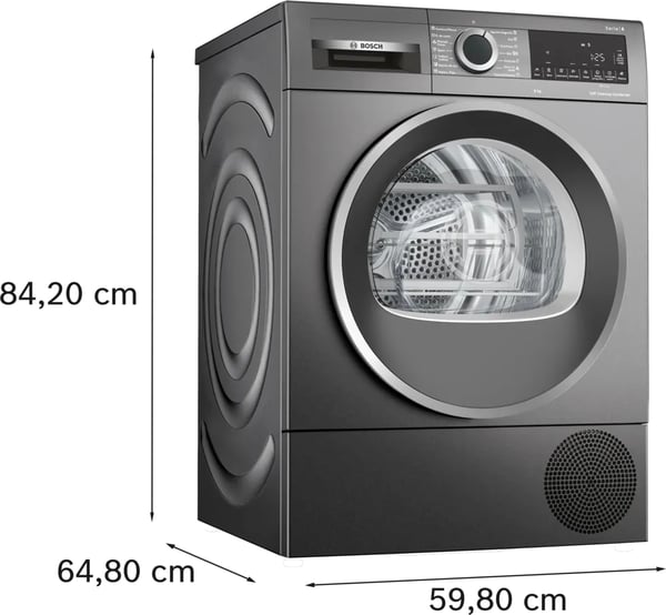 Miniatyrbillede 5 af 12: Bosch Serie 6 WQG245DRES tørretumbler Fritstående Front-læsning 9 kg Grå