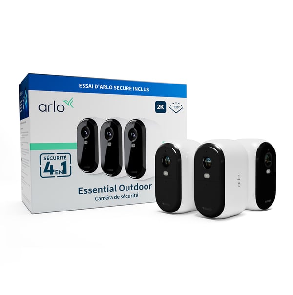 Arlo Essential 2K övervakningskamera utomhus, 3-pack