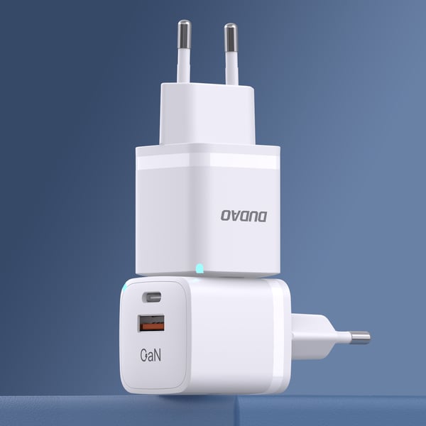 DUDAO A13Pro GAN Adapter 33W 1x USB-C 1x USB-A Universel Hvid Vekselstrøm Hurtig opladning Indendørs