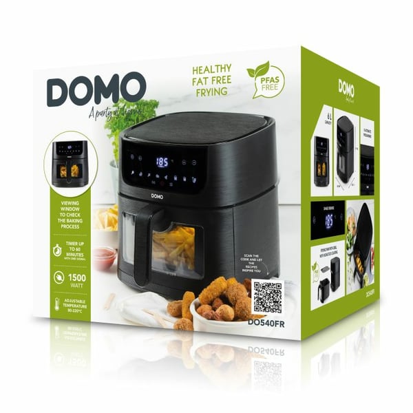 Miniatyrbild 5 av 14: Domo DO540FR fritös Single 6 l Fristående 1500 W Varmluftsfritös Svart
