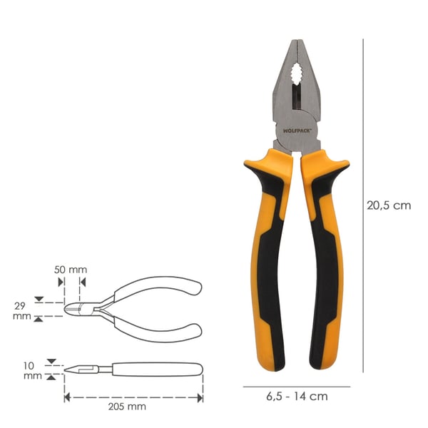 Wolfpack Alicates Universales 200 mm. Acero DIN 5746