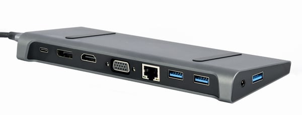 Pikkukuva 3 / 7: Gembird A-CM-COMBO9-02 kannettavien tietokoneiden telakka ja porttitoistin Langallinen USB 3.2 Gen 1 (3.1 Gen 1) Type-C Harmaa